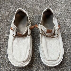 Hey Dude cream shoes size 11